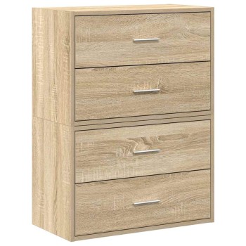 2 db sonoma tölgy szerelt fa szekrény 2 fiókkal 60 x 31 x 40 cm