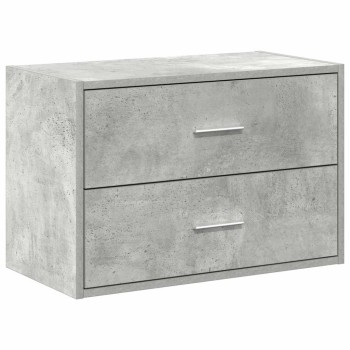 Betonszürke szerelt fa szekrény 2 fiókkal 60 x 31 x 40 cm