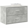 Betonszürke szerelt fa szekrény 2 fiókkal 60 x 31 x 40 cm