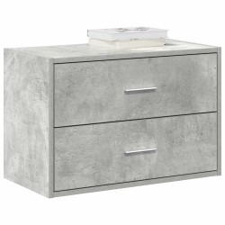 Betonszürke szerelt fa szekrény 2 fiókkal 60 x 31 x 40 cm
