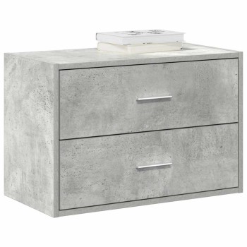 Betonszürke szerelt fa szekrény 2 fiókkal 60 x 31 x 40 cm