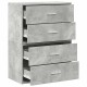 Szekrények 2 fiókkal 2 db betonszürke 60x31x40 cm gépelt fa Szekrények 2 fiókkal 2 db betonszürke 60x31x40 cm gépelt fa