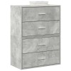Szekrények 2 fiókkal 2 db betonszürke 60x31x40 cm gépelt fa