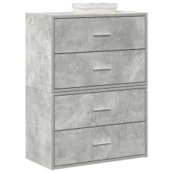 Szekrények 2 fiókkal 2 db betonszürke 60x31x40 cm gépelt fa