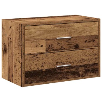 Antik fa színű szerelt fa szekrény 2 fiókkal 60 x 31 x 40 cm