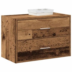 Antik fa színű szerelt fa szekrény 2 fiókkal 60 x 31 x 40 cm