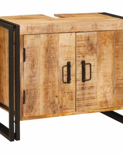Mosdókagyló szekrény barna 71 x 33 x 58 cm tömör mangófát