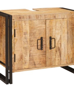 Mosdókagyló szekrény barna 71 x 33 x 58 cm tömör mangófát