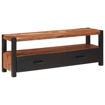 Média szekrény fiókkal barna 110 x 30 x 40 cm tömör akácfa