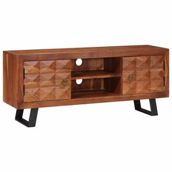 Tv szekrény polcokkal mézbarna 112 x 30 x 48 cm tömör akácfa