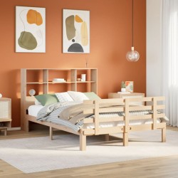 Tömör fenyőfa könyvespolcos ágy matrac nélkül 135 x 190 cm