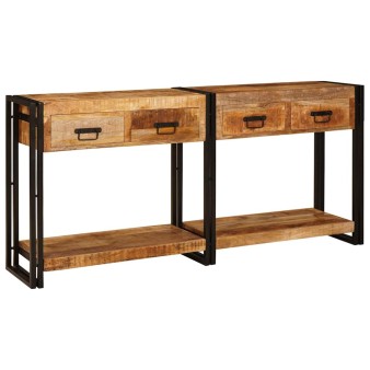 Konzolasztalok 2 pcs barna 161 x 33 x 75 cm tömör mangófát