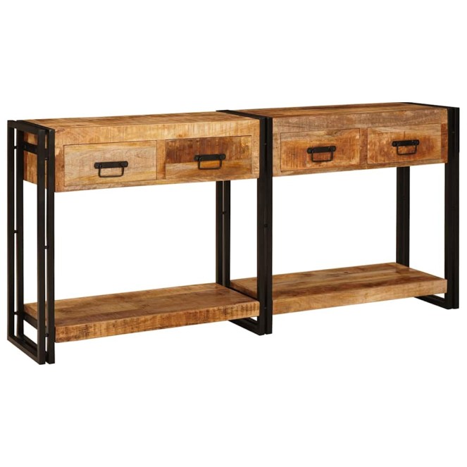 Konzolasztalok 2 pcs barna 161 x 33 x 75 cm tömör mangófát