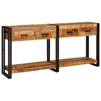 Konzolasztalok 2 pcs barna 161 x 33 x 75 cm tömör mangófát