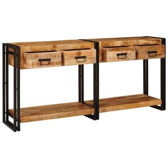 Konzolasztalok 2 pcs barna 161 x 33 x 75 cm tömör mangófát