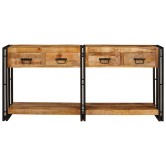 Konzolasztalok 2 pcs barna 161 x 33 x 75 cm tömör mangófát