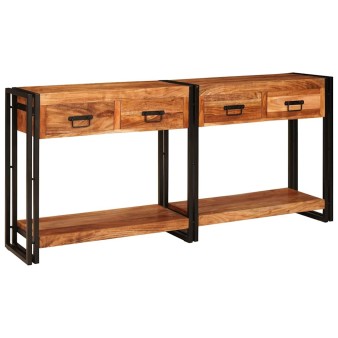 Konzolasztalok 2 pcs barna 161 x 33 x 75 cm tömör akácfa