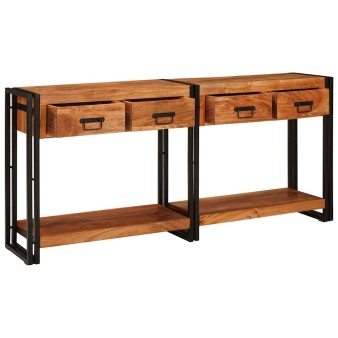 Konzolasztalok 2 pcs barna 161 x 33 x 75 cm tömör akácfa