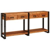Konzolasztalok 2 pcs barna 161 x 33 x 75 cm tömör akácfa Konzolasztalok 2 pcs barna 161 x 33 x 75 cm tömör akácfa