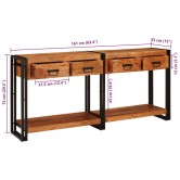 Konzolasztalok 2 pcs barna 161 x 33 x 75 cm tömör akácfa Konzolasztalok 2 pcs barna 161 x 33 x 75 cm tömör akácfa