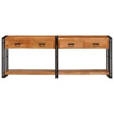 Konzolasztalok 2 pcs barna 200 x 33 x 75 cm tömör akácfa