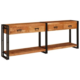 Konzolasztalok 2 pcs barna 200 x 33 x 75 cm tömör akácfa