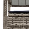 Szürke polyrattan kerti tárolópad párnával