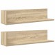 2 db sonoma tölgy színű szerelt fa fali polc 75 x 16,5 x 16,5cm