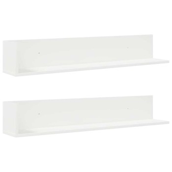 2 db fehér szerelt fa fali polc 100 x 16,5 x 16,5 cm
