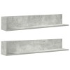 2 db betonszürke szerelt fa fali polc 100 x 16,5 x 16,5 cm