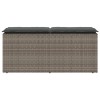 Szürke polyrattan kerti pad párnával 116 x 46 x 57 cm