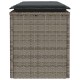 Szürke polyrattan kerti pad párnával 116 x 46 x 57 cm