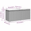 Szürke polyrattan kerti pad párnával 116 x 46 x 57 cm
