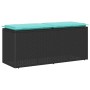 Fekete polyrattan kerti pad párnával 110x40x44 cm