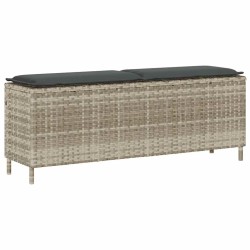 Világosszürke polyrattan kerti pad párnával 110x30x40,5 cm