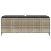 Világosszürke polyrattan kerti pad párnával 110x30x40,5 cm
