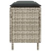 Világosszürke polyrattan kerti pad párnával 110x30x40,5 cm