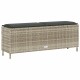 Világosszürke polyrattan kerti pad párnával 110x30x40,5 cm