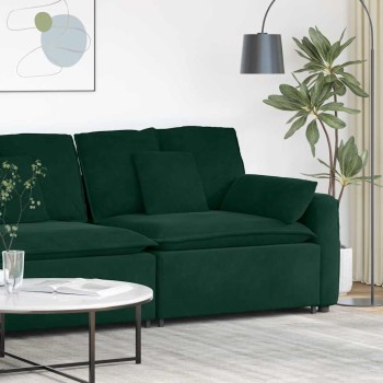 Sötétzöld moduláris kanapé karfás végmodul párnákkal 100 cm
