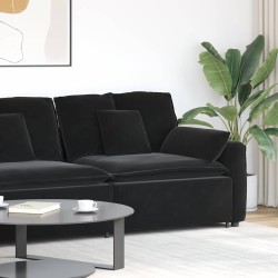 Fekete moduláris kanapé karfás végmodul párnákkal 100 cm