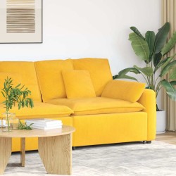 Világossárga moduláris kanapé karfás végmodul párnákkal 100 cm