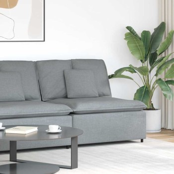 Világosszürke moduláris kanapé középső modul párnákkal 100 cm