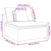 Krém moduláris kanapé középső modul párnákkal 100 cm