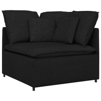 Fekete moduláris kanapé sarokmodul párnákkal 100 cm