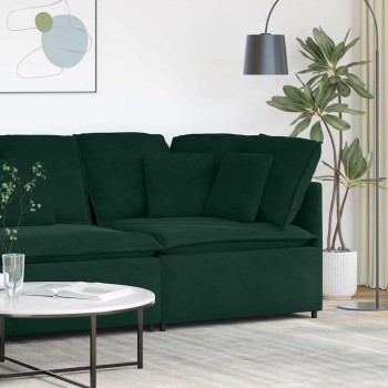 Sötétzöld moduláris kanapé sarokmodul párnákkal 100 cm