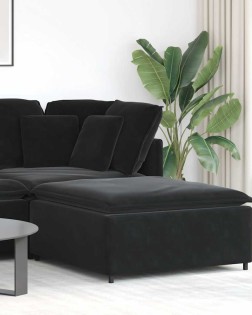Fekete moduláris kanapé lábzsámoly modul 100x100x48 cm