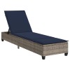 Szürke polyrattan napozóágy párnákkal 55x200x25,5 cm