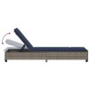 Szürke polyrattan napozóágy párnákkal 55x200x25,5 cm