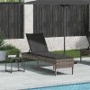 Szürke polyrattan napozóágy párnával 55x200x44 cm