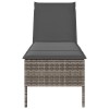 Szürke polyrattan napozóágy párnával 55x200x44 cm